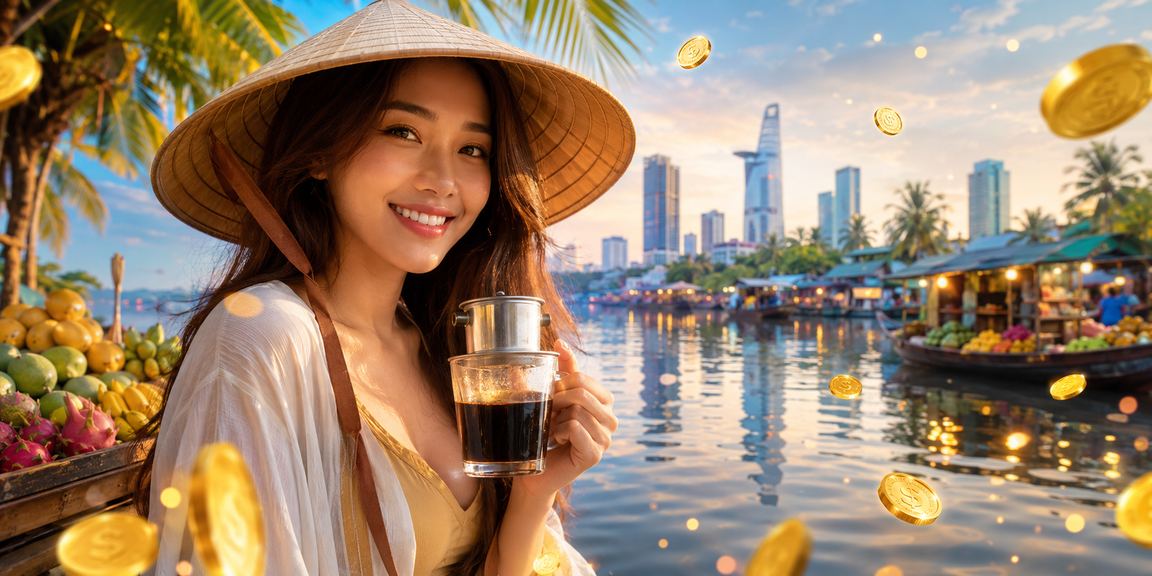 Người chơi vùng Mekong sử dụng ứng dụng casino trực tuyến với chiếc nón lá truyền thống